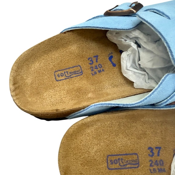 New! Birkenstock Sky Blue Boston Suede Clogs Size 37 - Picture 4 of 4